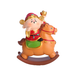 马年摆件马上有钱财神办公室桌面装饰吉祥物公仔创意小礼品送同事