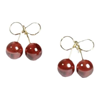 SRRMHYN樱桃复古港风耳环高级感