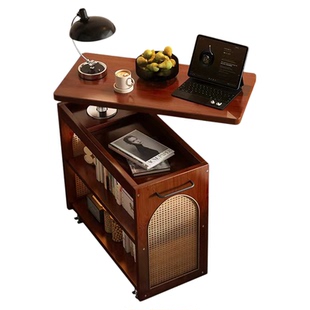 实木床头柜床边桌一体置物架可移动床头柜替代品小窄边几收纳神器