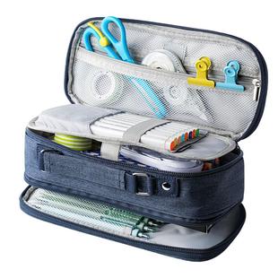 大容量笔袋男多层初中生高中生简约小学生铅笔袋三五层文具盒创意潮流多功能男孩子拉链帆布笔盒学生耐脏超