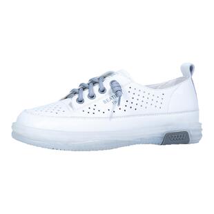 夏季小白鞋透气女鞋2026新款洞洞鞋真皮软底单鞋打孔镂空妈妈女士