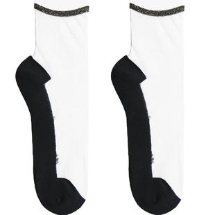 丝袜女水晶丝棉底中筒薄款春夏冰丝透明防滑耐磨日系玻璃丝短袜子