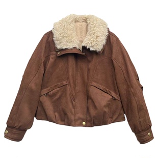 小小家 小个子小码麂皮绒夹棉外套柔软冬季保暖绒毛内里夹克150xs