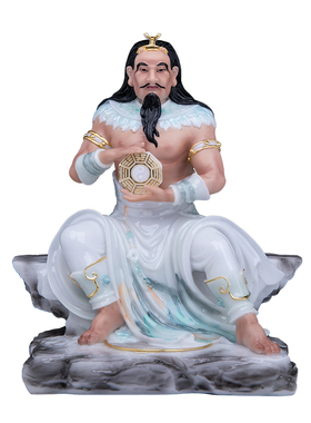 汉白玉盘古伏羲神像供奉摆件