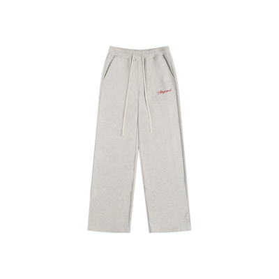 刺绣休闲阔腿裤直筒宽松运动卫裤