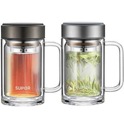 苏泊尔高硼硅双层玻璃杯泡水茶杯