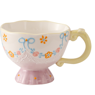 可爱手绘釉下彩马克杯女生陶瓷杯子家用水杯大容量早餐燕麦咖啡杯