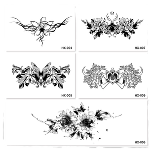 胸花纹身贴防水女性感锁骨胸口持久刺青草本不反光仿真图案果汁贴