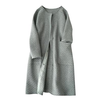 秋款文艺百搭绗缝棉中长外套