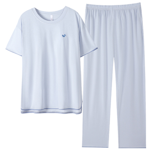 莫代尔睡衣女夏季夏天薄款短袖2026新款带胸垫一体冰丝家居服套装