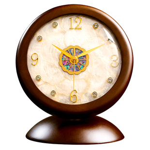 复古台钟轻奢实木质座钟摆钟台式客厅桌面创意摆件坐钟装饰时钟表