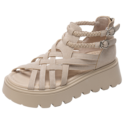 EBLAN/伊伴厚底罗马凉鞋女猪笼鞋