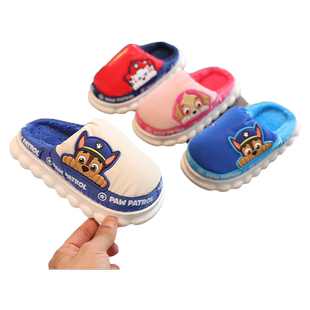 汪汪队儿童棉拖鞋男童秋冬新款室内居家加厚保暖女孩毛毛拖鞋软底