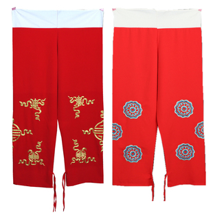 戏曲红色服装新款京剧越剧昆曲婺剧武生老生寿字全金绣花团花彩裤