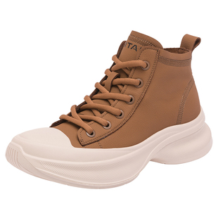 日泰高帮鞋女冬季增高百搭板鞋2025春秋舒适休闲鞋复古运动鞋