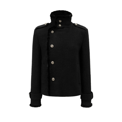 4muggle黑色毛毛高领外套