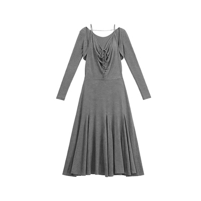 JCAESAR WOMEN 荡领坎肩连衣裙两件套 舒适透气 微收腰鱼尾长裙