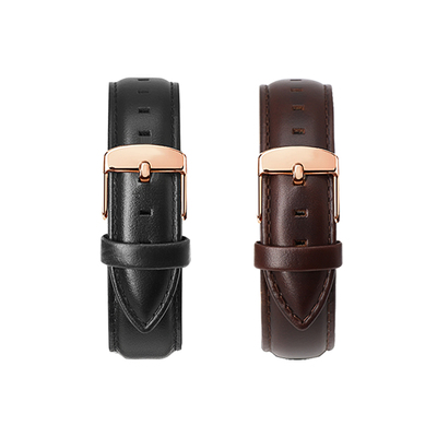 拉菲娜黑红白蓝色牛皮通用手表带