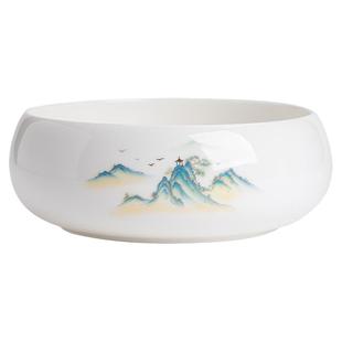 羊脂玉茶洗陶瓷大号笔洗白瓷家用洗茶杯茶碗玻璃水盂茶海茶具配件