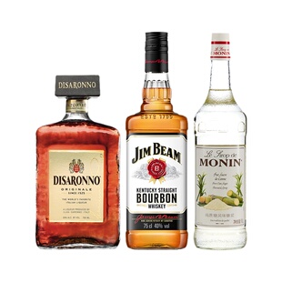 杏仁酸！帝萨诺杏仁力娇酒+金宾波本威士忌+纯蔗糖糖浆鸡尾酒套餐