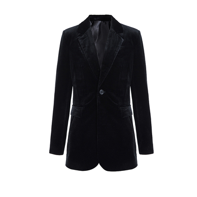 窄肩纸片人金丝绒西装女2025新款