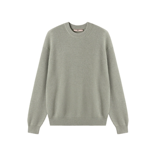 2色横机针织圆领毛衣｜美丽诺羊毛混纺690g宽松百搭针织上衣男绿