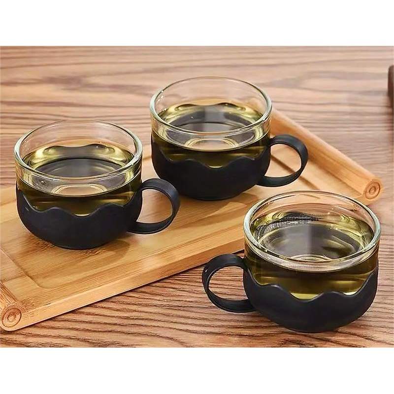 玻璃杯小茶杯带把小罐茶杯子耐高温透明功夫茶单只主人杯茶具10只