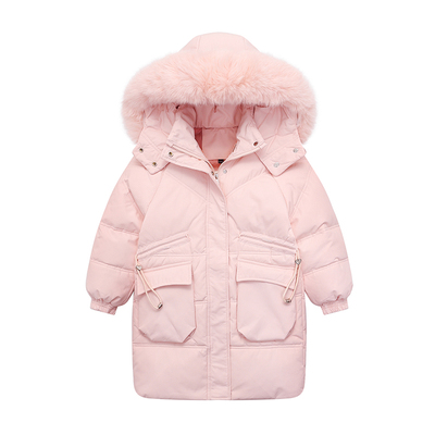 女童中长款加厚白鸭绒羽绒服洋气