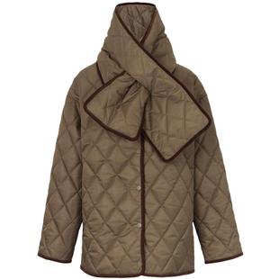 CALVINLUO 休闲保暖百搭可拆卸围巾绗棉女中长款棉服外套25秋新品