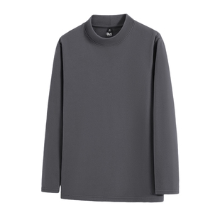 班尼路S&K中领长袖t恤男冬季双面加绒磨毛打底衫灰色内搭保暖秋衣