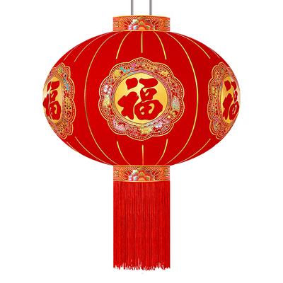 2026新款大红灯笼新年春节过年阳台装饰大门口一对植绒布长杆灯笼