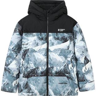 拓路者童装儿童羽绒服男童中大童迷彩加厚保暖冬季外套90白鸭绒