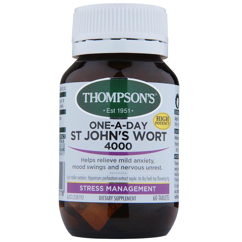 Thompsons汤普森60粒舒缓眠化焦虑稳心情圣约翰草精华片官方正品