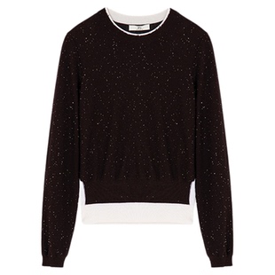 【商场同款】HPLY荷比俪2025冬新款绵羊毛撞色假两件拼接羊毛衫