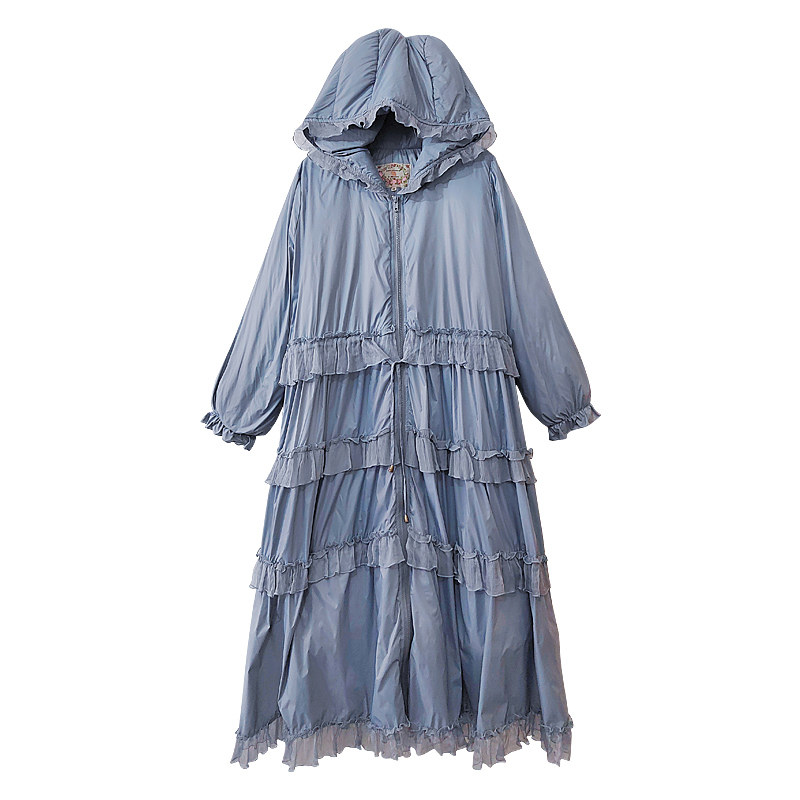 虫音白鸭绒羽绒服女装中年妈妈大码宽松显瘦长款过膝轻薄保暖外套