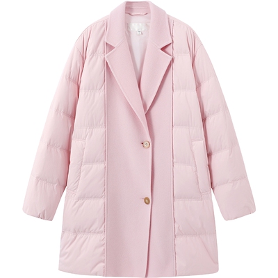 有兰双面呢拼接羽绒服