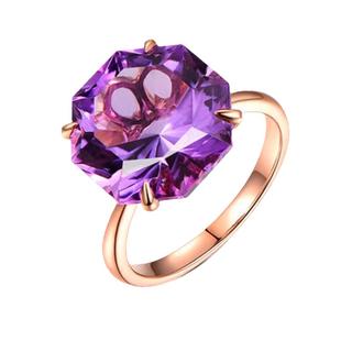 米莱珠宝天然紫水晶宝石戒指18K金镶嵌女彩宝钻石戒指定制