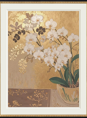 速壹餐厅定制中古风蝴蝶兰装饰画
