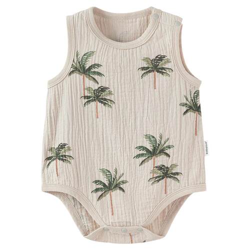 babylove婴儿背心包屁衣夏季纯棉纱布透气宝宝三角哈衣爬服夏装