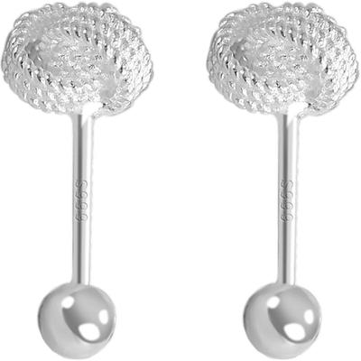 卡伦图999纯银耳钉女如意螺丝拧扣养耳洞耳饰睡觉免摘精致银耳环