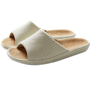 日式春秋厚底亚麻凉拖鞋女夏家居室内情侣透气吸汗防臭静音家用男