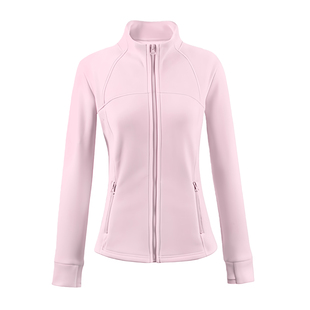 粉色摇粒绒外套女秋冬修身设计感抓绒开衫加绒卫衣立领双面绒上衣