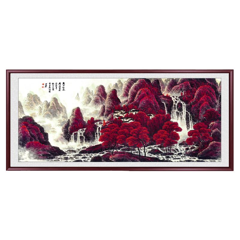 李可染国画万山红遍大气山水挂画办公室靠山壁画客厅背景墙装饰画