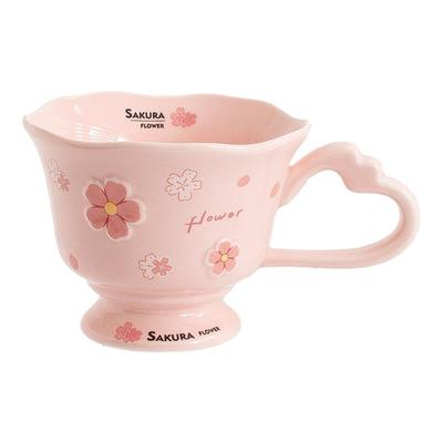 樱花陶瓷高脚杯马克杯高颜值女生