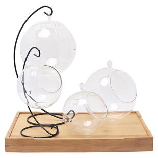 厂家直销 透明玻璃平底吊瓶 插花支架子钩勾苔藓绿植物微景观容器