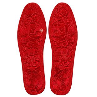 【买一赠一】成品绣花手工鞋垫红黄纯棉布男女刺绣结婚本命年棉布