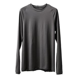 GAOSTUDIOS素色纯棉内搭长袖T男毛边双层宽松日系复古打底衫春季