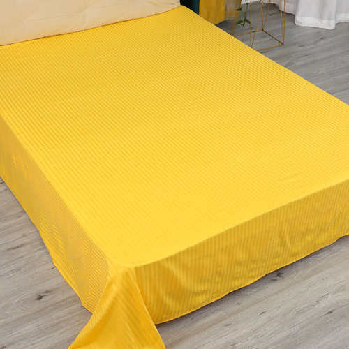 金黄色床单单件条纹全棉缎条纯棉棉布布料单人1.5米被单双人夏天