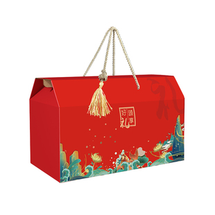 通用新年高档特产包装盒熟食卤味农产品礼品盒空盒子批发定制logo