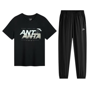 安踏童装男童短袖长裤运动套装2026春夏儿童t恤速干裤子大童夏装